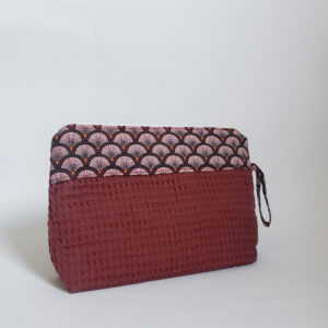 Trousse trapèze éventails framboise