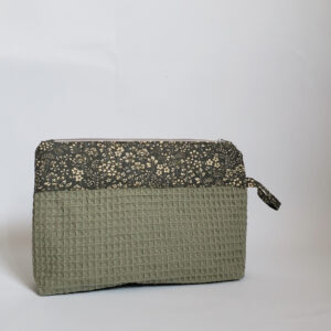 Trousse trapèze floral1 kaki