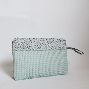 Trousse trapèze floral2 menthe