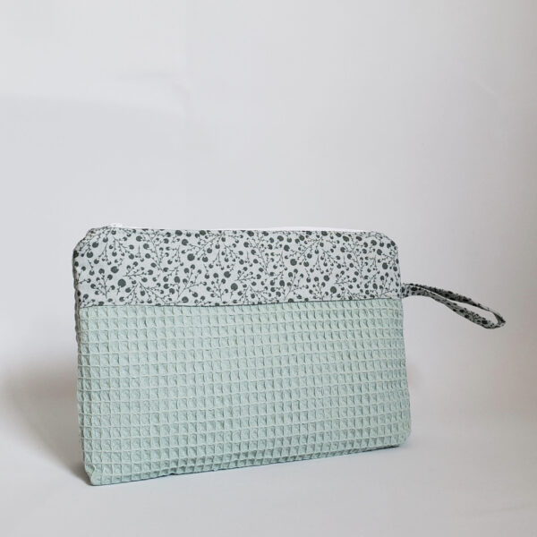 Trousse trapèze floral2 menthe