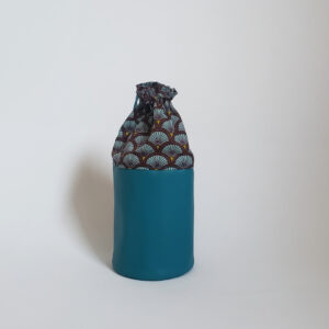 Trousse pot à crayons éventails bleu