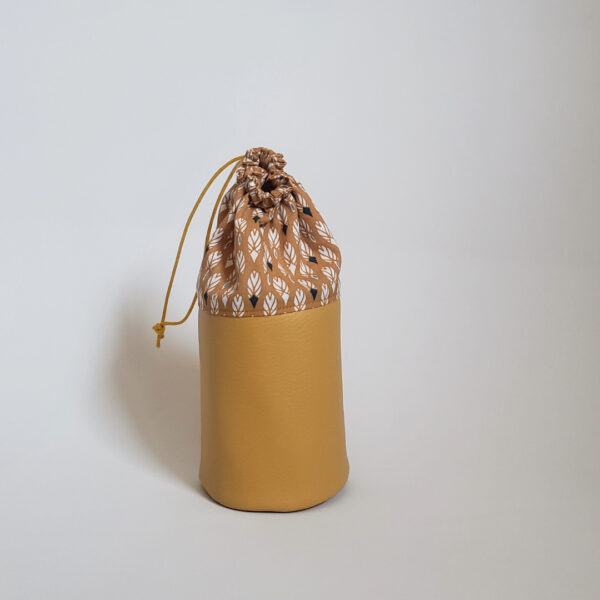 Trousse pot à crayons plumes ocre