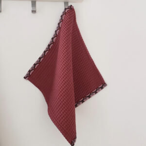 Serviette main éventails framboise