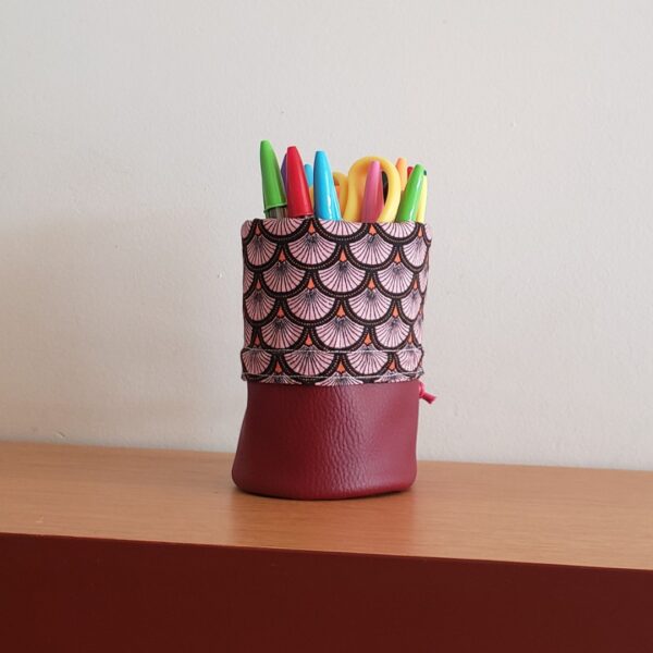 Trousse pot à crayons éventails rose – Image 2