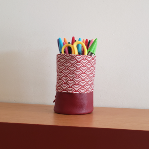 Trousse pot à crayons vagues rouge