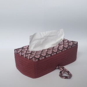 Housse boite à mouchoirs nid d'abeille & éventails rose