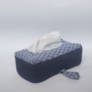 Housse boite à mouchoirs nid d'abeille & vagues bleu