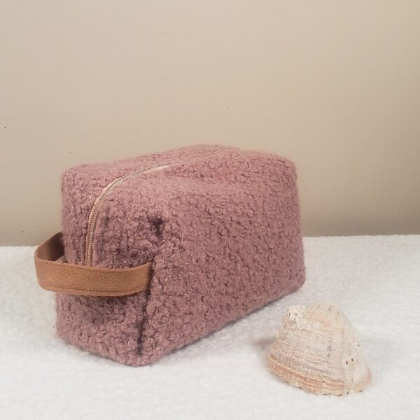 Trousse rectangle bouclette rose